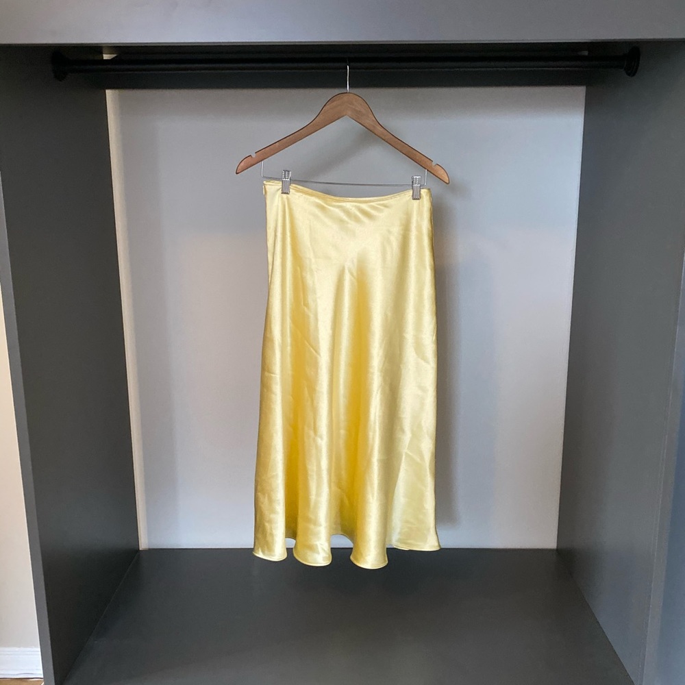 Zara silky yellow midi skirt